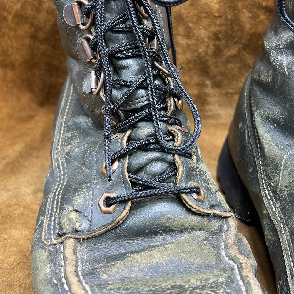 Rugged Incredible Hulk Vintage Green Leather Work Boots - Picture 10 of 12